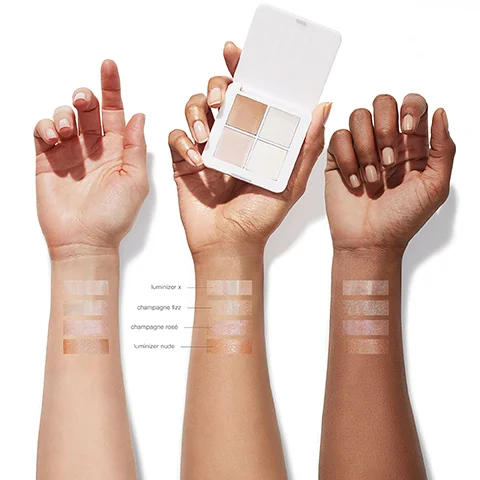 luminizer X, champagne fizz, champagne rose and luminizer nude