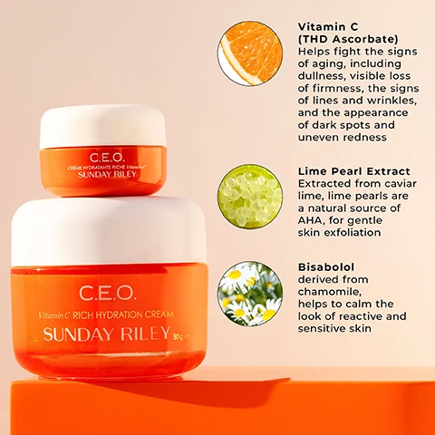 Image 1, vitamin c (THD ascorbate) helps fight the signs of aging, including dullness, visible loss of firmness, the signs of line and wrinkles and the appearance of dark spots and uneven redness. lime pearl extract - extracted from caviar lime, lime pearls are a natural source of AHA, for gentle skin exfoliation. image 2, THD ascorbate stays stable in oxygen, light and water. 3% THD asvorbate is considered a quasi drug in japan.