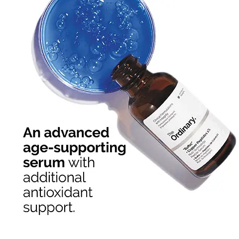 Image 1, an advanced age-supporting serum with additional antioxidant support. Image 2, apply daily in the morning and evening Image 3, 1 = prep, cleanser, toners. 2 = treat, water-based serums, eye serums, anhydrous solutions, oils. 3 = seal, suspensions, moisturizers, SPF.