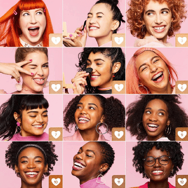 Model shots wearing foundation shades. Foundation swatches chart