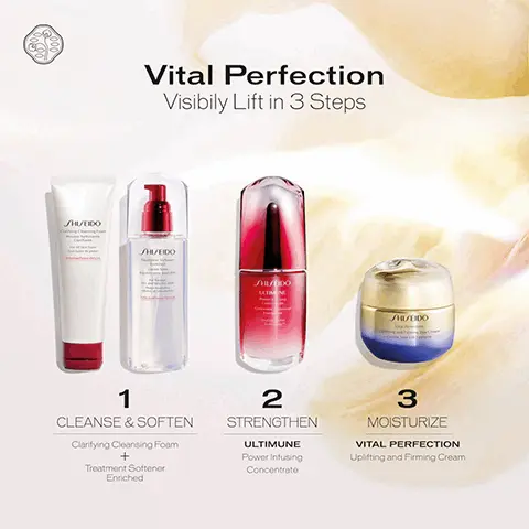 Vital Perfection Uplifting and Firming Cream. -31% SAGGING. -17% DEEP WRINKLES APPEARANCE. +16% FIRMNESS. -11% DARK SPOTS SIZE. VISIBLY LIFT, FIRM, BRIGHTEN. Clinical or instrumental test on 35 women, visual assessment at 12 weeks on 35 women, instrumental measurement at 12 weeks on 35 women. Vital Perfection Which is moisturiser is right for you. 24 HOUR MOISTURE, UPLIFTING AND FRIMING CREAM, NORMAL SKIN. DAY-TIME UV PROTECTION, UPLIFTING AND FIRMING DAY CREAM SPF 30, DRY SKIN. NIGHT-TIME REPLENISHMENT, OVERNIGHT FIRMING TREATMENT, ALL SKIN TYPES FOR OVERNIGHT REPAIR. UPLIFTING AND FIRMING CREAM ENRICHED, DRY SKIN. UPLIFTING AND FIRMING DAY CREAM SPF 30, COMBINATION SKIN. Vital Perfection Uplifting and Firming Cream. KURENAI TRULIFT COMPLEX Improves skin texture, for a sculpted look. VP8 Improves skin tone and brightness, RENEURA TECHNOLOGY++ For fast anti-aging results.