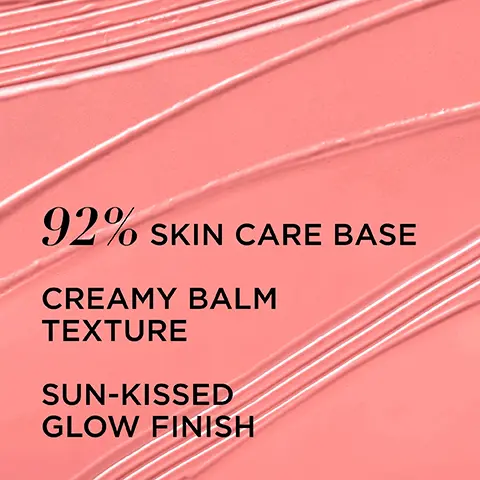 92% SKIN CARE BASE. CREAMY BALM TEXTURE, SUN-KISSED GLOW FINISH.BLUSH + BRONZER IN 1. BLENDABLE & EASY TO USE. POP OF SUN-BLUSHED COLOR. HYDRATING, SMOOTHING FORMULA. formulated with: HYALURONIC ACID To plump and hydrate. PEPTIDES Helps provide a healthy look. VITAMIN E ANTIOXIDANT To moisturize skin. FIND YOUR SHADE. USE YOUR CC+ CREAM SHADE FAMILY TO FIND YOUR PERFECT BLUSH! CC+ CREAM - GLOW WITH CONFIDENCE SUN BLUSH. Fair to Light, Sunlit 10. Light to Medium, Sun Blosson 20. Medium to Tan, Sun Warmth 30. Tan to Rich, Sunray 40. Rich to Deep, Sun Gaze 50. sun-blushed shades for all skin tones.