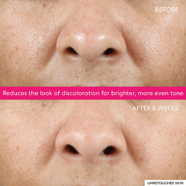 Image 1 -Before and After 8 weeks, reduces the look of discolouration for brighter more even skin tone Image 2 -Phyto-AHA* From mushroom enzymes, As effective as Alpha Hydroxy Acid without irritation Plant-Based Glycerin, Sustainably sourced, Binds moisture to skin and promotes a healthy skin barrier *Plant-based AHA alternative. Image 3 -Before and After 8 weeks, reduces the look of fine lines Image 4 -clean without compromising performance we are skin improving, conscious and cruelty free, bareminerals the power of good Image 5 -CLINICALLY SHOWN bareMinerals Brighter, more even tone AGELESS Reduces hyperpigmentation & dark spots PHYTO-AHA* RADIANCE FACIAL PEELING ÉCLAT PHYTO-AHA* Diminishes fine lines & wrinkles **Based on a clinical study of 37 people.