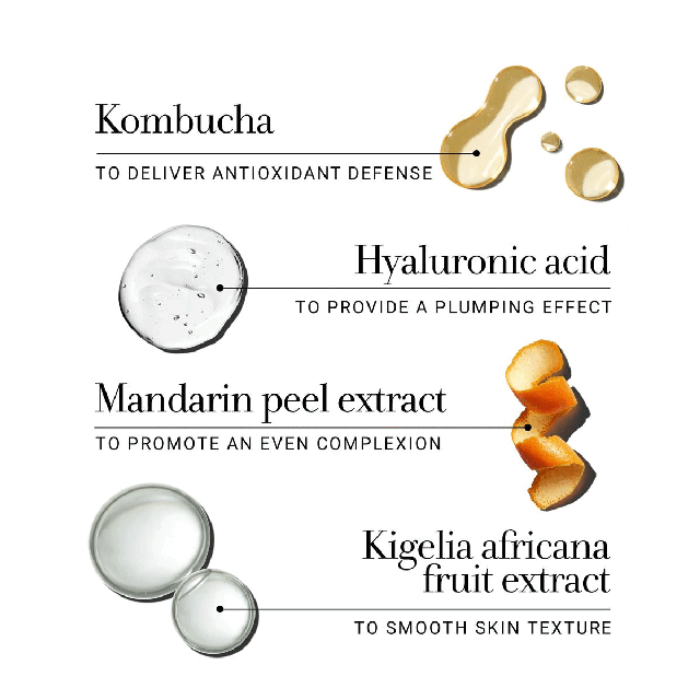 Image 1, ingredients and their benefits. Image 2, product benefits. Image 3, consumer results