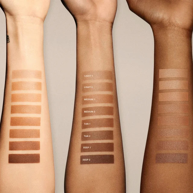 Model hand swatch bronzer shades