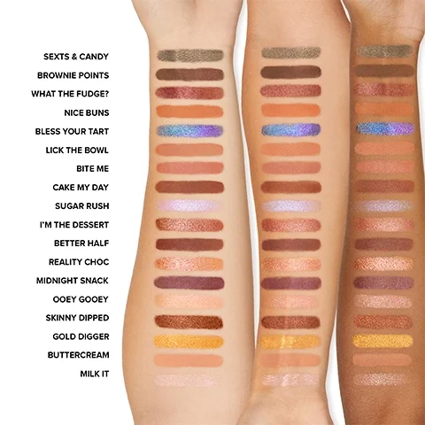 Model arm swatches of all shades