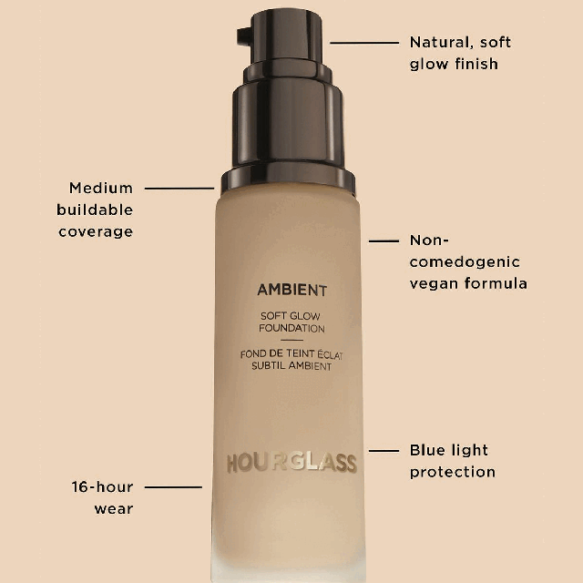 Image 1, Natural soft glow finish, medium buildable coverage, non-comedogenic vegan formula, 16-hour wear, blue light protection Image 2, Deep shades- 14 deep warm, 14.5 deep neutral, 15 deep cool, 15.5 deep neutral, 16 deep warm, 16.5 very deep neutral, 17 very deep warm, 17.5 deepest cool Image 3, Light medium shades, 5 light neutral, 5.5 light warm, 6 light medium warm, 6.5 light medium neutral, 7 light medium warm, 7.5 light medium neutral, 8 light medium neutral, 9 medium warm Image 4, Medium deep shades, 9.5 medium cool, 10 medium warm, 10.5 medium neutral, 11 medium neutral, 11.5 medium deep warm, 12 medium deep neutral, 13 medium deep warm, 13.5 medium deep neutral Image 5, light shades, 1 fairest cool, 1.5 very fair cool, 2 very fair warm, 2.5 fair cool, 3 fair neutral, 3.5 fair warm, 4 light warm, 4.5 light cool
