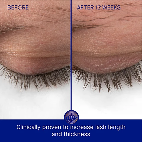 Image 3 - Image shows a side-by-side comparison of eyelashes labeled Before on the left and After 12 weeks on the right, with visible text stating Clinically proven to increase lash length and thickness at the bottom.
Image 4 - Image of a serum applicator next to a gold and black container, with text stating Clinically Proven Results, Lash length is increased by 34%, Eyebrow thickness is increased by 55%, and Lashes and brows hydration is increased by 2.4x, with a disclaimer about a clinical trial.
Image 5 - An elegant product image featuring a tube of Augustinus Bader Eyebrow and Lash Enhancing Serum next to text highlighting user results: 98% agree lashes are more full and lush, 96% agree brows are visibly more full and defined, and 100% agree they saw visible results in as little as 4 weeks.
Image 6 - A cylindrical tube of Augustinus Bader eyebrow and lash enhancing serum is prominently displayed against a blue background, with descriptions of key ingredients including TFC8, Roselle and Safflower Extracts, Red Winter Algae, and Biotin.
Image 7 - Image shows a three-step guide for applying a beauty product with visuals of a woman demonstrating the steps; the visible text includes Step 1 Remove brush from tube, Step 2 Using the wide side of the brush, swipe once on brows, Step 3 Using the thin or wide side of the brush, swipe once along the lash line, and AB Insider Tip Use morning and night for optimal results. Use before applying makeup, as a hydrating primer for brow pencils/brush and mascara.
Image 8 - A list titled The Routine features six numbered skincare steps with associated product names: 1. Cleanse - THE CREAM CLEANSING GEL, 2. Nourish & Strengthen - THE EYEBROW AND LASH ENHANCING SERUM, 3. Tone & Exfoliate - THE ESSENCE, 4. Correct & Illuminate - THE SERUM, 5. Revitalize & Refresh - THE EYE CREAM, 6. Hydrate & Renew - THE LIGHT CREAM, THE CREAM, THE RICH CREAM, THE ULTIMATE SOOTHING CREAM.