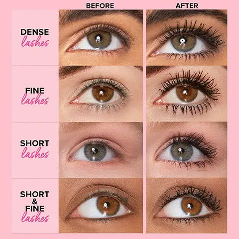 Image 1, before and after. Image 2, mascara wand