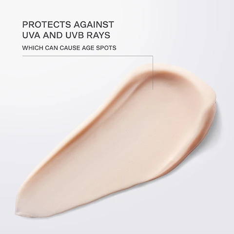Image 1 - A creamy, light beige substance is spread out on a white background, with text reading Protects against UVA and UVB rays which can cause age spots.
Image 2 - A glossy, white cream with a peak is shown, and a golden drop hovers above it, accompanied by the text EXCLUSIVE CELLULAR COMPLEX™ and ENERGIZES AND BOOSTS SKINS NATURAL REPAIR PROCESS.
Image 3 - A tranquil lake reflects mountains under a twilight sky, with the text La Prairie, A Swiss Luxury House, Crafting Ultimate Skincare.