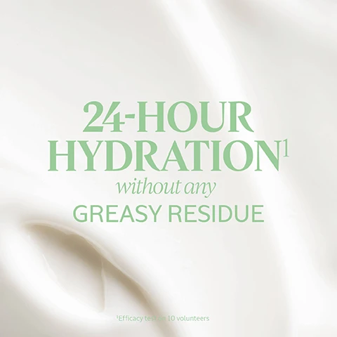 Image 1 - A close-up image of a creamy texture with the text 24-HOUR HYDRATION without any GREASY RESIDUE and a note about efficacy testing on 10 volunteers.
Image 2 - A pair of hands holding a variety of almonds, with visible text that reads Made With 100% Traceable Mediterranean Almonds.
Image 3 - A close-up image of almond branches with green almonds, featuring the text that says Rich in fatty acids & omega 9 Sweet Almond Oil nourishes, softens and protects from skin dehydration.