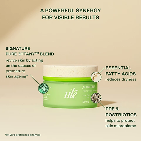 Image 1, a powerful synergy for visibly results. signature pure 3OTANY blend - revive skin by acting on the causes of premature skin againg, ex vivo protemic anaylsis. essential fatty acid reduces dryness. pre and postbiotics helps to protect skin microbiome. image 2, day 0 vs day 28, 100% said skin hydrated after 1 use, consumer rest on 20 volunteers. apply to face and gently masaage morning and night. the routine = reve of pure, envie de calm, he suis chill. image 3, je suis chill = soothing and hydrating, uncutous and non greasy texture, pre and post biotics to strengthen the skin barrier. amour de repair = antu-ageing and nourishing, rich and non greasy texture, plysaccharides for a lifting second skin effect. image 4, hydration boost with le beau rest + oh la plump + je suis chill = +93% moisture in 30 minutes.
