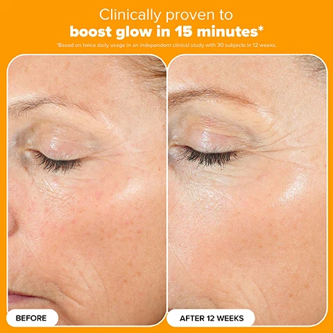 Image 3 - Image shows a close-up comparison of a womans face, with the left side labeled BEFORE showing visible imperfections and the right side labeled AFTER 12 WEEKS displaying smoother skin, while text above states Clinically proven to boost glow in 15 minutes* followed by additional notes about the study.
Image 4 - Image features a white bottle labeled Paulas Choice C15 with an orange background, and a dropper pouring a liquid drop, along with text stating C15 SUPER BOOSTER, Now faster and gentler than ever, BOOST GLOW in 15 MINUTES.
Image 5 - Image of a womans face with eyes closed showing the difference in skin appearance before and after three weeks of treatment, with visible text stating 100% had brighter skin & no irritation.* Before and After 3 Weeks are labeled beneath each image, and asterisk notes a clinical study basis.
Image 6 - An orange background features a white bottle of Paulas Choice C15 Super Booster with a dropper, and text above the image lists skin concerns: Uneven Tone, Dullness, Dark Spots, Wrinkles.
Image 7 - A side-by-side comparison shows the skin around a closed eye before and after three weeks of treatment, with the left labeled BEFORE and the right labeled AFTER 3 WEEKS, and text above stating Clinically proven to boost glow in 15 minutes* followed by additional details about a clinical study.
Image 8 - An image featuring a pipette with a drop of orange liquid hovering above a cosmetic bottle against a bright orange background, with text that reads: Whats inside, Vitamin C - Visibly brightens skin, Ferulic Acid - Fights discolouration & stabilises vitamin C, Ergothioneine - Improves uneven skin tone & boosts vitamin C efficacy.
Image 9 - Image shows three skincare products from Paulas Choice, including a black bottle labeled 2% BHA Liquid Exfoliant, a gray bottle labeled 6% Mandelic Acid + 2% Lactic Acid Liquid Exfoliant, and a white bottle labeled C15 Super Booster, along with the text Treatments Work Harder With EXFOLIATION, Unclog Pores, Brighten & Smooth, and Boost Glow.
Image 10 - An image of a hand holding a white bottle labeled PAULAS CHOICE C15 Super BOOSTER with an orange background, accompanied by instructions on usage and a tip stating Our boosters complement each other. Mix & match for even better results.
Image 11 - Image shows three skincare products from Paulas Choice with vibrant backgrounds: on the left is C15 Super Booster with text stating it boosts glow, next is the Pro-Collagen Multi-Peptide Booster with text saying it smoothes and firms, and on the right is the 10% Azelaic Acid Booster with text indicating it evens tone.