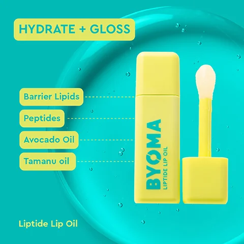 Image 1, HYDRATE + GLOSS Barrier Lipids Peptides Avocado Oil Tamanu oil Liptide Lip Oil BYOMA LIPTIDE LIP OIL