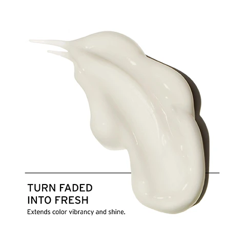 Image 1, turn faded into fresh. extends color vibrancy and shine. image 2, how to use = distribute product into hands and apply from mid-lengths to ends, avoiding the root. image 3, protects from colour fading. protects hair against heat and environmental aggressors. scalp friendly ph levels 5.9-6.3