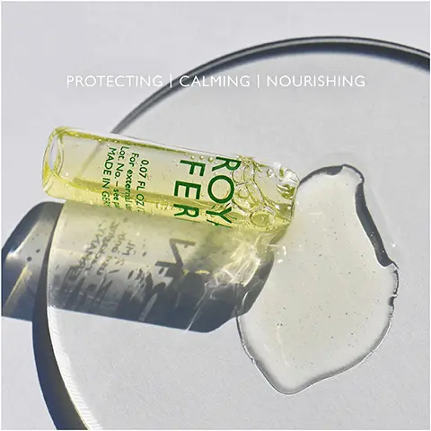 Image 1, PROTECTING CALMING NOURISHING ROY FER 0.07 FL OZI For external Lot. No.- see p MADE IN GER JMS anto YMAN Image 2, illuminating lightening balancing