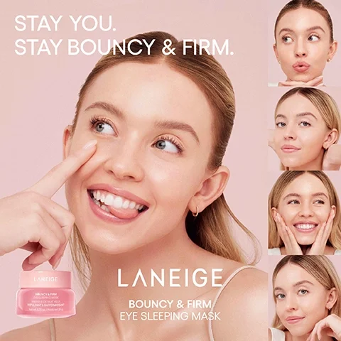 STAY YOU. STAY BOUNCY & FIRM. LANEIGE BOUNCY 7 FIRM EYE SLEEPING MASK.