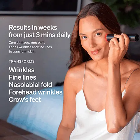 Image 1, Results in weeks from just 3 mins daily Zero damage, zero pain. Fades wrinkles and fine lines, to transform skin. TRANSFORMS Wrinkles Fine lines Nasolabial fold Forehead wrinkles Crow's feet Image 2, Skin elasticity BEFORE Crows feet BEFORE The power to change starts with LYMA Experience powerful, painless cosmetic transformation. Zero damage. All skin tones AFTER AFTER Image 3, Advanced powerful laser technology Engineered to transform face, neck and targeted areas Proven biological effect in the dermis LED power indicators at 625nm Contoured clinic-grade lens to lymphatic drain Portable, cordless laser technology. Use on-the-go Rechargeable power source Advanced laser cooling system No goggles required Clinic-grade, 500mW zero-damage laser technology at 808nm Biological penetration beneath skin Extensive 8cm2 laser treatment lens Intelligent collagen production Image 4, Wrinkles BEFORE Аспе Powerful results Advanced, zero-damage laser technology. The LYMA Laser sets a new standard in cosmetic laser innovation AFTER BEFORE AFTER Image 5, Advanced laser technology. Safe for all skin tones Zero-damage, total transformation Image 6, Week 1 How LYMA Laser technology transforms skin in 30 days Zero-damage, zero-pain Day 15 Day 30 Powerful Low-Level Laser Therapy, engineered to penetrate deep into the dermis Mitochondria energised. Cells become active, producing collagen, elastin and hyaluronic acid Epidermal layer becomes thicker so skin looks smoother, firmer and healthier Image 7, The LYMA Laser Engineered by world class team of laser scientists, surgeons and longevity scientists LYMA LYMA AUTHENTICITY CARD