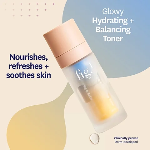 Glowy Hydrating + Balancing Toner. Nourishes, refreshes + soothes skin. Clinically proven Derm-developed.