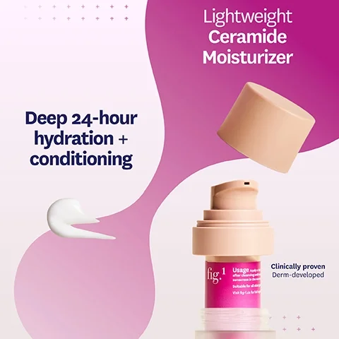 Lightweight Ceramide Moisturizer. Deep 24-hour hydration + conditioning. Clinically proven Derm-developed.