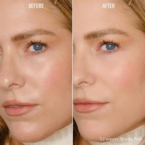 Image 1, BEFORE AFTER SJ wears Shade Pink Image 2, SET & CORRECT FOR YOUR SKINTONE PINK 2.5 Image 3, SMOOTH MATTE BLUR CORRECT Image 4, dm MYRICKS SMOOTHS TEXTURE BLURS PORES & FINE LINES SETS MAKEUP & REDUCES SHINE LIGHTWEIGHT COLOR CORRECTION FLASHBACK-FREE FORMULA