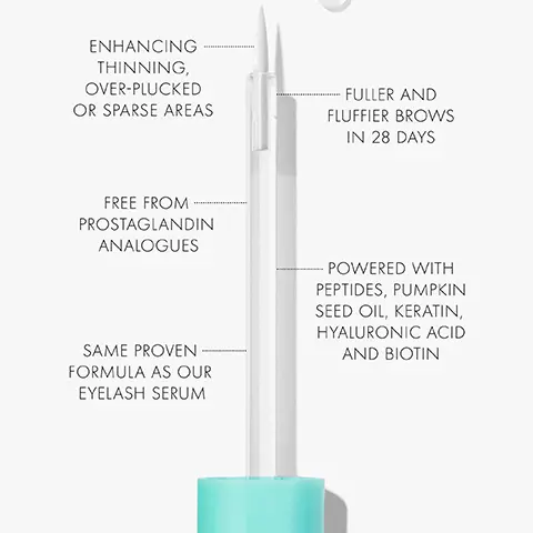 Image 1, ENHANCING THINNING, OVER-PLUCKED OR SPARSE AREAS -FULLER AND FLUFFIER BROWS IN 28 DAYS FREE FROM PROSTAGLANDIN ANALOGUES SAME PROVEN FORMULA AS OUR EYELASH SERUM -POWERED WITH PEPTIDES, PUMPKIN SEED OIL, KERATIN, HYALURONIC ACID AND BIOTIN Image 2, PEPTIDES Supports the growth phase of each brow hair. HYALURONIC ACID & PUMPKIN SEED OIL Moistens the brow hairs and gives a beautiful gloss-effect. KERATIN & BIOTIN Nourishes and strengthens the brows. FREE FROM PROSTAGLANDIN ANALOGUES 99% of the eyelash and brow serums on the market contain prostaglandin analogues. We are proud to have a serum that works magic even without it. SWEED THE BROW SERUM