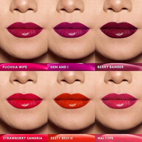 Image 1 - Image shows a cluster of lip stain tubes with white packaging and colored tips on a bright pink background, accompanied by text that reads THE LIP STAIN THAT HITS DIFFERENT, POUTSICLE HYDRATING LIP STAIN, and lists features including light-to-medium coverage, glossy finish with a soft tint, hydrates instantly + all day, feather-resistant, and locks in moisture + feels conditioning.
Image 2 - Image shows four Fenty Beauty lip products arranged in a grid format, each labeled with their name, finish, coverage, and benefits: Fenty Icon (Velvet Liquid Lipstick), Stunna Lip Paint (Longwear Liquid Lip Color), Poutsicle (Hydrating Lip Stain), and Gloss Bomb Stix (High-Shine Gloss Stick).