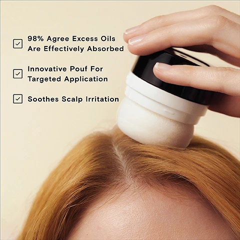 Image 1 - A person with medium-length, straight, light brown hair is applying a product with a round applicator to their scalp, with visible text stating 98% Agree Excess Oils Are Effectively Absorbed, Innovative Pouf For Targeted Application, and Soothes Scalp Irritation.
Image 2 - An image of a yellow dry shampoo container with the label Ceremonia Dry Shampoo con Arrowroot, beside a white, round powder puff, against a brown background, and text stating finally a dry shampoo with scalp benefits, free of alcohol & talc, 91% natural ingredients, and dermatologist tested.
Image 3 - Image depicts a round container of Ceremonia dry shampoo on the left, with three silver aerosol cans on the right, along with the text SAY NO MAS TO AEROSOLS! and 2.8x MORE USES THAN AEROSOLS, along with a note about usage comparisons.
Image 4 - A person is holding a yellow and white dry shampoo container labeled Ceremonia DRY SHAMPOO con arrowroot, with the phrases FOR OILY ROOTS & SENSITIVE SCALPS and OPEN and CLOSE visible on the container.
Image 5 - A hand holds a cosmetic container with a twist puff applicator, showing instructions that say Twist pouf OPEN to allow product to dispense and CLOSE when you are ready to take it with you on the go! (Amigui Tip: You will hear it *click!*)
Image 6 - Image shows a product description for Ceremonia Signature Fragrance, listing scent notes: top notes of lemon zest, kumquat, and green apple; middle notes of jasmine petals, violet, and black tea; and dry notes of vetiver, tonka beans, and brown sugar.
Image 7 - Four icons representing product features: a pair of leaves for Vegan & Cruelty Free, a hand holding an aloe vera plant for Silicone & Sulfate Free, a hand holding a yellow bar for Post-Consumer Recycled Bottles, and a mortar and pestle with leaves for Farm-To-Lab Clean.