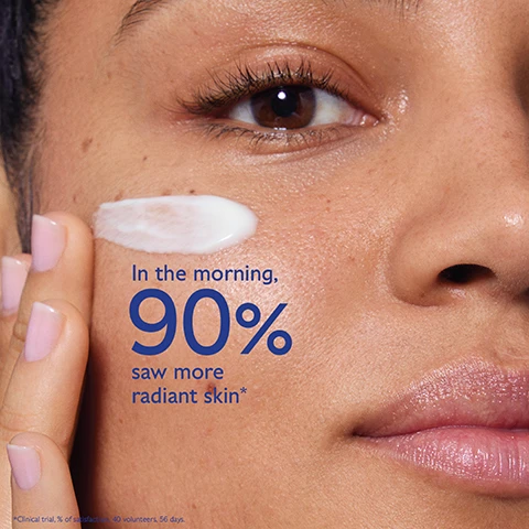 Image 1 - A close-up of a persons face applying a skincare product, with the text stating In the morning, 90% saw more radiant skin* displayed prominently.
Image 2 - A blue jar of Caudalies Vinoperfect Glycolique Anti-Taches Night Cream is shown, with text stating Glycolic acid (AHA) refines the skin texture, Papaya enzyme exfoliates and brightens, and Viniferine is 62x more effective than vitamin C for correcting and preventing dark spots.
Image 3 - Image shows a side-by-side comparison of a womans face before and after using skincare product, with noticeable improvement in skin appearance; visible text reads 90% saw more radiant skin, and below it, Untouched results after using Vinoperfect Night Cream daily for 2 months, along with the product name CAUDALIE.
Image 4 - Image shows two jars of night cream side by side: a purple jar labeled Dark Spot Correcting Glycolic Night Cream with text about anti-dark spots, enriched in Viniferine, and revealing glowing skin, and a pink jar labeled Firming Night Cream with text about anti-wrinkle, enriched with Vegan Collagen, and visibly firm and lift.
Image 5 - An image of a hand holding a blue jar of Caudalie Vinoperfect Night Cream with instructions for recharging it, stating to recycle the empty refill in the recycling bin and keep the glass jar and lid while inserting a new refill.
Image 6 - Image shows a collection of skincare products from Caudalie, including a Brightening Glycolic Essence, Brightening Eye Cream, Brightening Micropeel Foam, Brightening Dark Spot Serum, and a Glycolic Peel Mask, with text labels identifying each product.