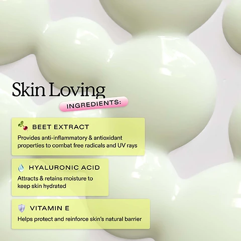 Image 1 - The image features a textured light green background with rounded shapes and text overlay that reads Skin Loving Ingredients: followed by descriptions of three ingredients, including Beet Extract with benefits listed, Hyaluronic Acid, and Vitamin E.
Image 2 - A tube of sunscreen labeled Beet The Sun with images of a beet and leafy greens is shown against a gradient background, and features text listing benefits: non-oily, lightweight formula; non-irritating and non-sensitizing; sheer/no white cast; and no-pilling.
Image 3 - A smiling woman with dark skin applies a skincare product to her cheek, with visible cream on her face, and the text in the image reads SUITABLE FOR ALL SKIN TYPES Protects Against UVA + UVB Rays.
Image 4 - A close-up of a woman applying a white cream to her cheek, showcasing her colorful manicure and a bright expression, with a speech bubble that reads NO WHITE CAST.
Image 5 - An infographic titled How to Use outlining five steps for a skincare routine: Step 1 - Cleanser (Daily), Step 2 - Exfoliator (2-3x a Week), Step 3 - Serum (Daily Serum or Weekly Treatment), Step 4 - Moisturizer (Daily), Step 5 - Sunscreen (Daily).
Image 6 - An image depicting a sustainability guide for Krave Beautys Beet The Sun sunscreen, featuring the product packaging alongside descriptions of its recyclable materials and options, including text indicating the carton, tube, and cap sustainability details.