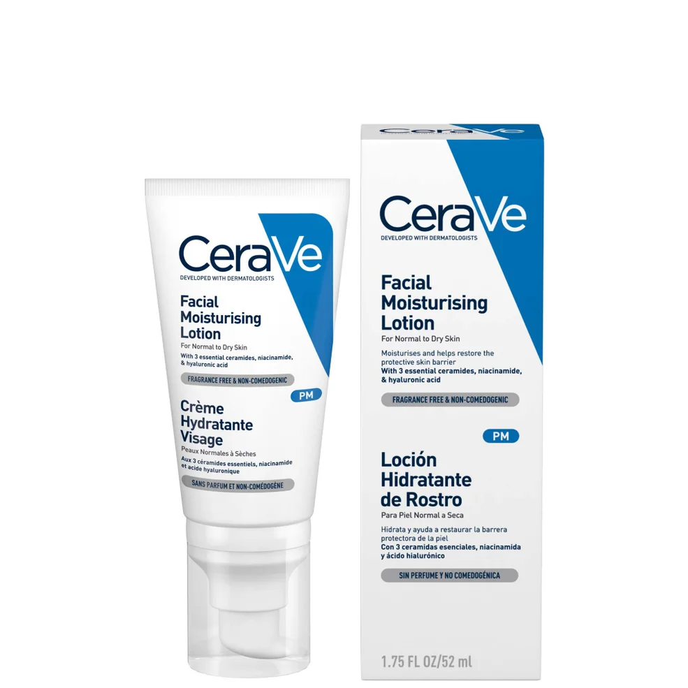 CeraVe PM Facial Moisturising Lotion with Ceramides for Normal to Dry Skin 52ml Image 1