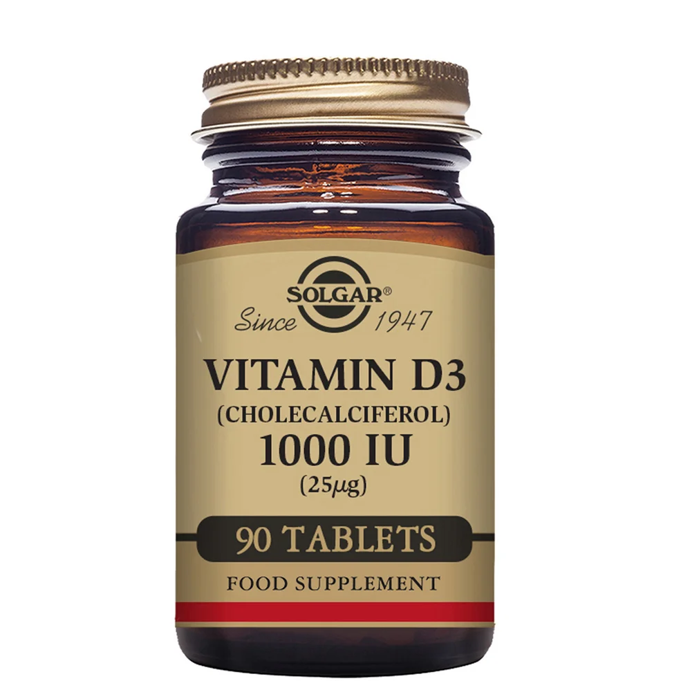 Solgar Vitamin D3 (Cholecalciferol) 1000 IU (25µg) Tablets - Pack of 90 Image 1