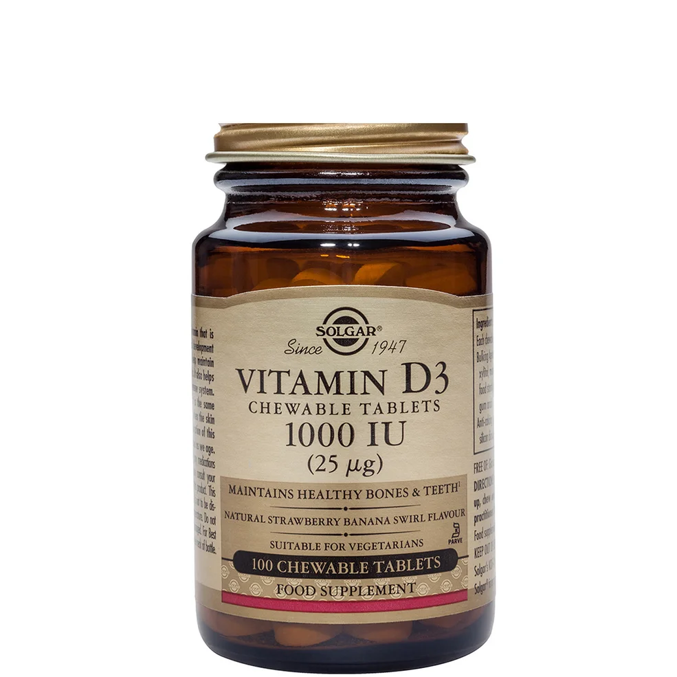 Solgar Vitamin D3 1000 IU (25 mcg) Chewable Tablets Image 1