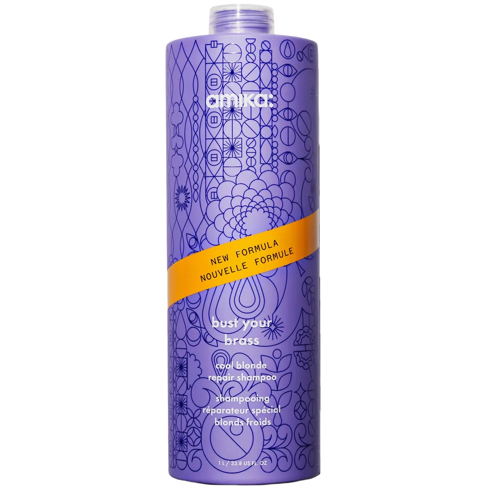 Amika Bust Your Brass Cool Blonde Repair Shampoo 1000ml Image 1