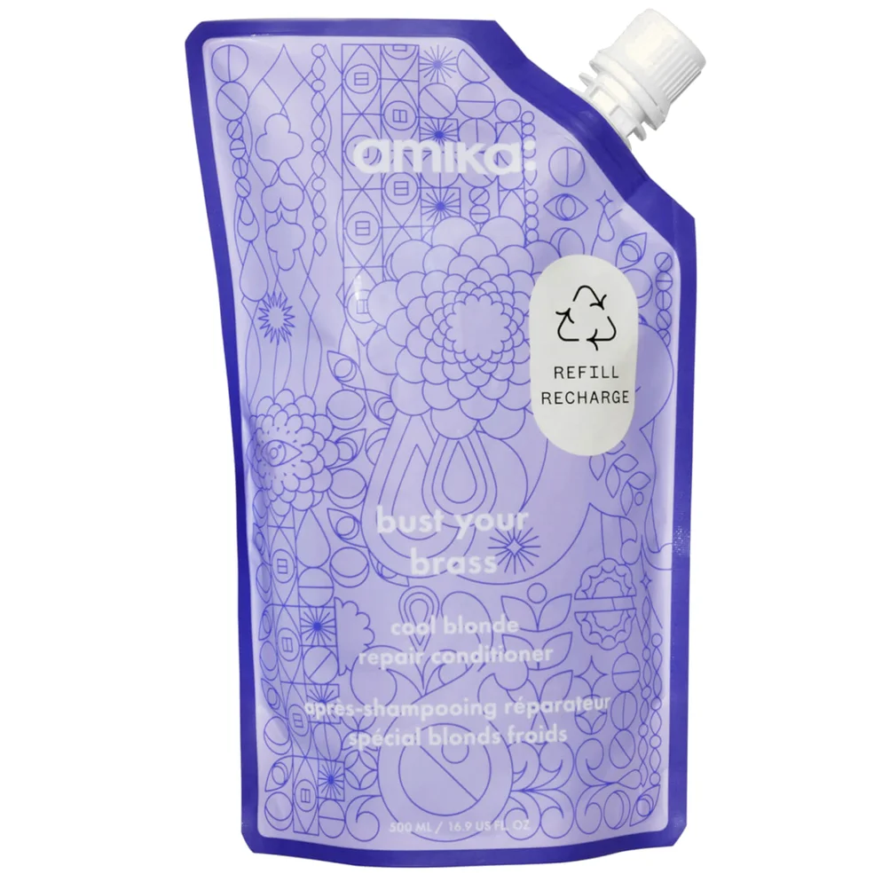 amika Bust Your Brass Cool Blonde Repair Conditioner Refillable Pouch 500ml Image 1
