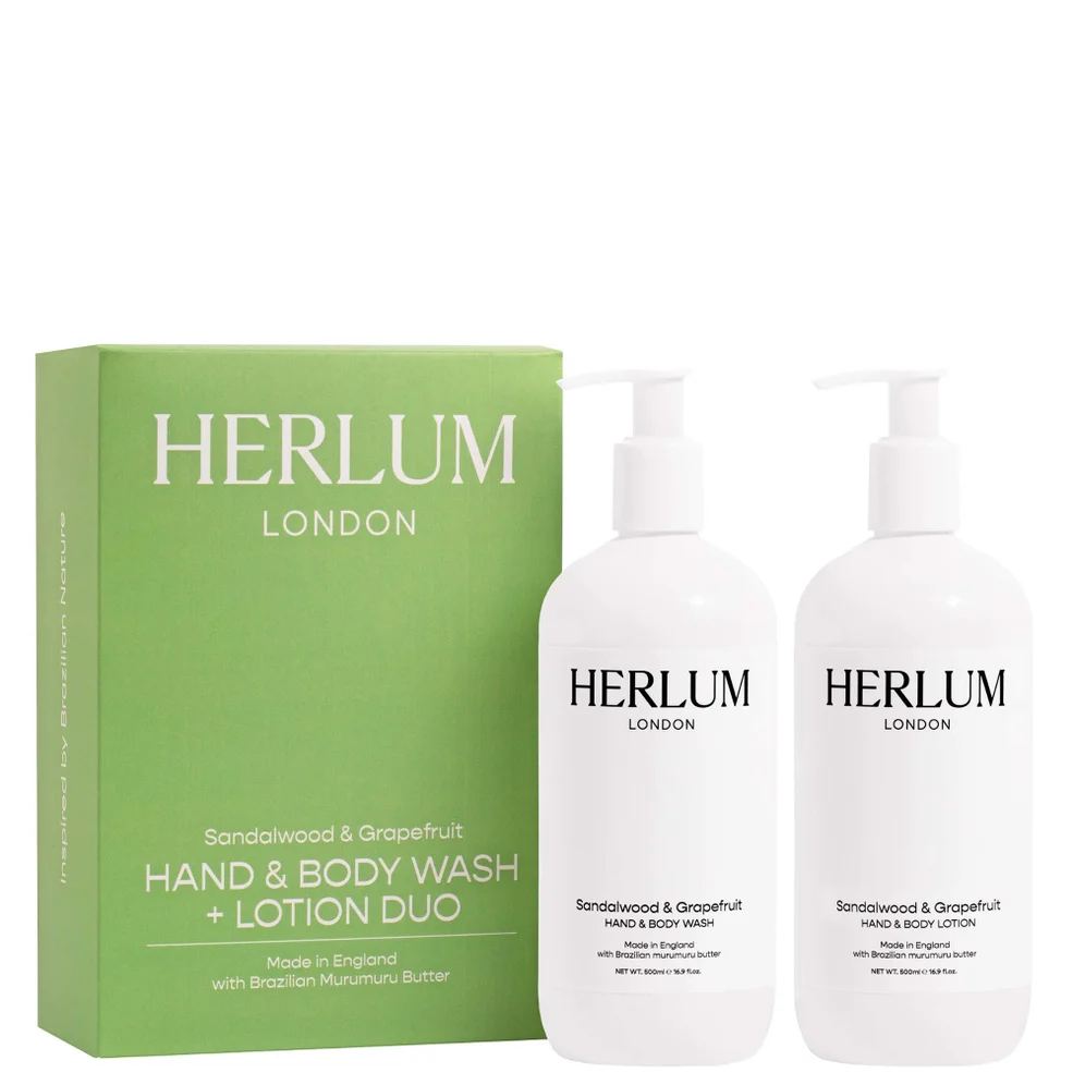 Herlum Hand and Body Wash and Lotion Duo - Sandalwood and Grapefruit 500ml Image 1
