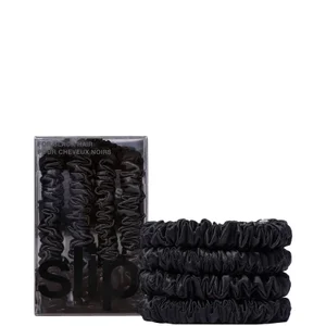 Slip Pure Silk Skinny Scrunchies - Black - Colour Black