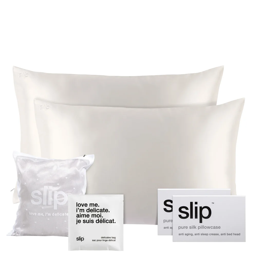 Slip Queen White Pillowcase and Delicates Washbag Duo Bundle Image 1