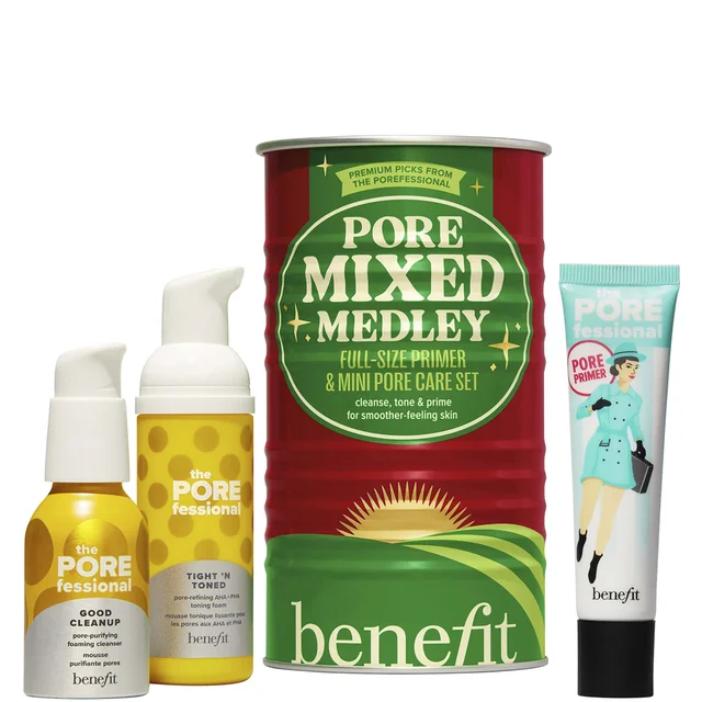 benefit Pore Mixed Medley The Porefessional Primer and Skincare Cleanser And Toner Minis Set With Aha+Pha