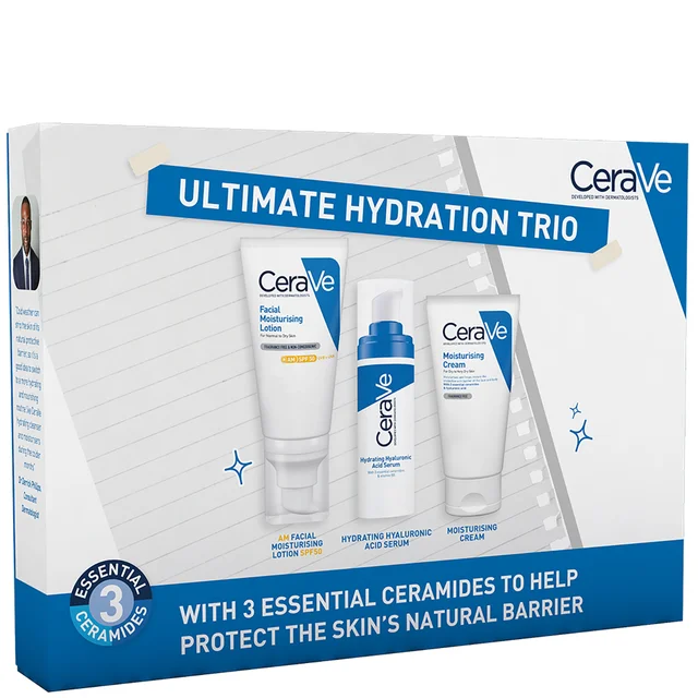 CeraVe Ultimate Hydration Routine: Moisturiser, SPF and Hyaluronic Acid Serum Set