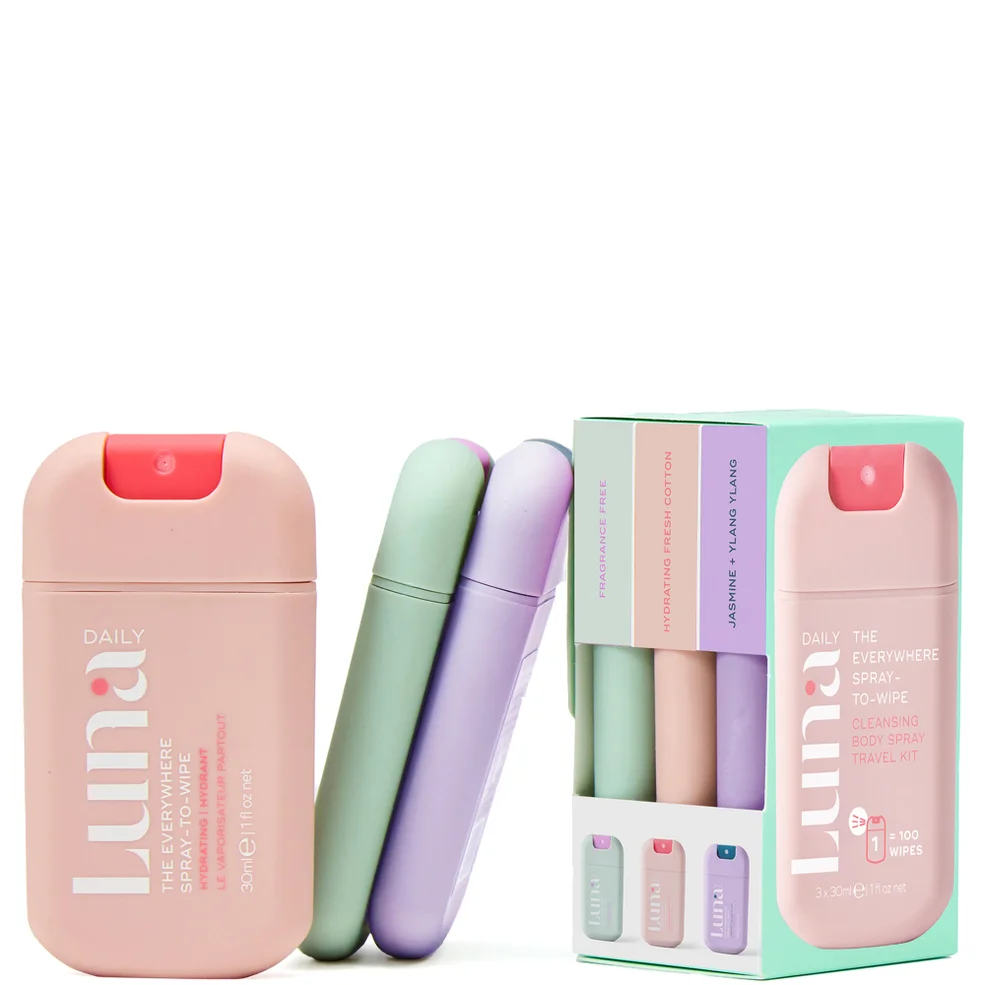 Luna Daily The Everywhere Spray-To-Wipe Cleansing Body Spray Travel Kit (Worth £24) Image 1