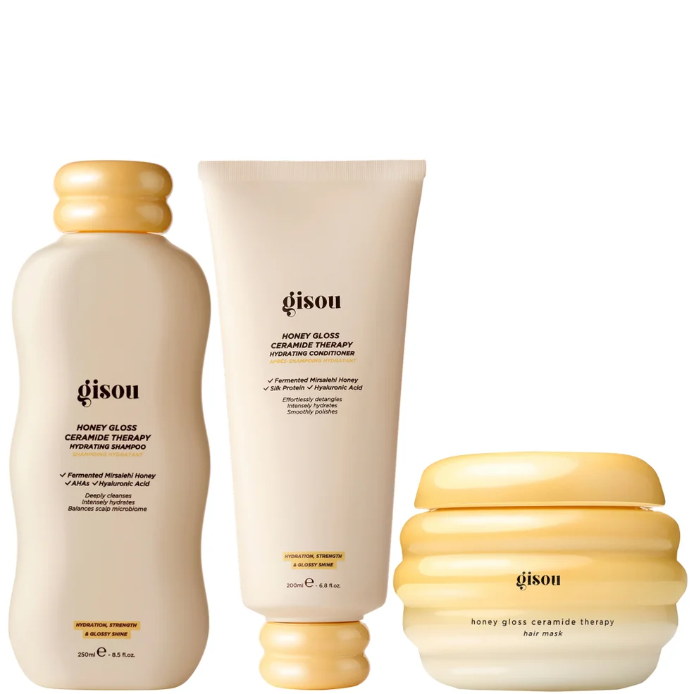 Gisou Honey Gloss Ceramide Cleanse Shampoo + Conditioner + Mini Mask Image 1